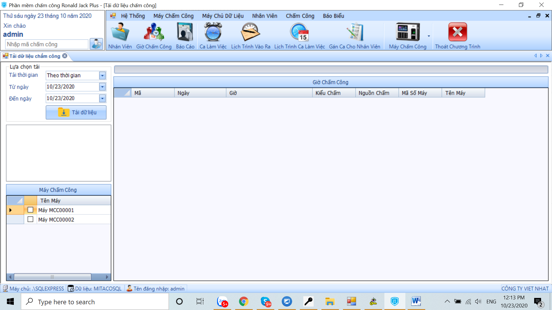 Phần mềm chấm công Ronald Jack Pro 6 6