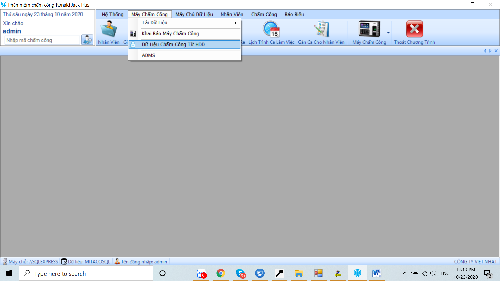 Phần mềm chấm công Ronald Jack Pro 8 9