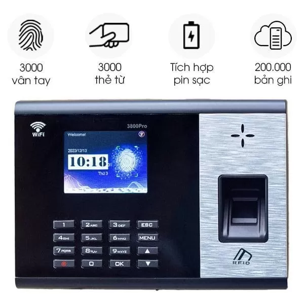 Máy chấm công vân tay 3800Pro WIFI